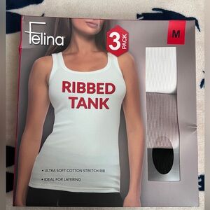 Felina Ribbed Tank 3-Pack - White, brown, Black